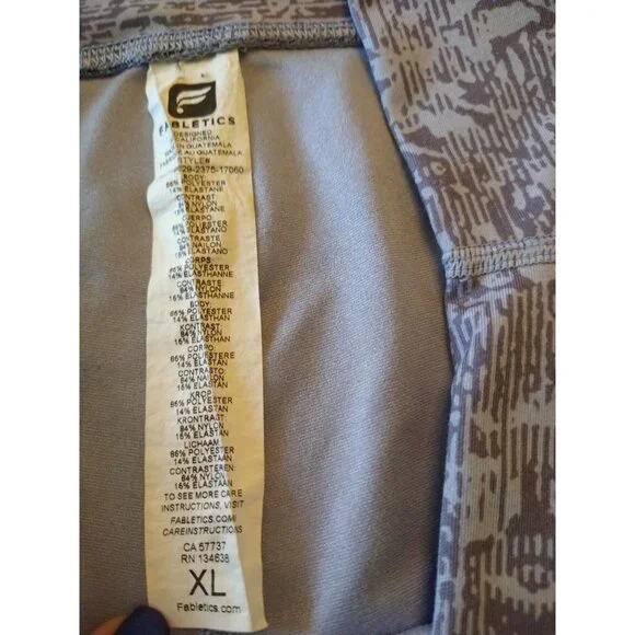 Fabletics Gray Patterned Womens High Waist Leggings Yoga Pants Size XL - Picture 10 of 11